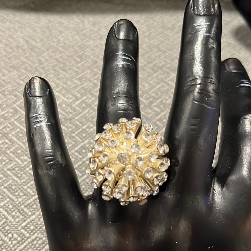 Silver Starbust Crystal Ring